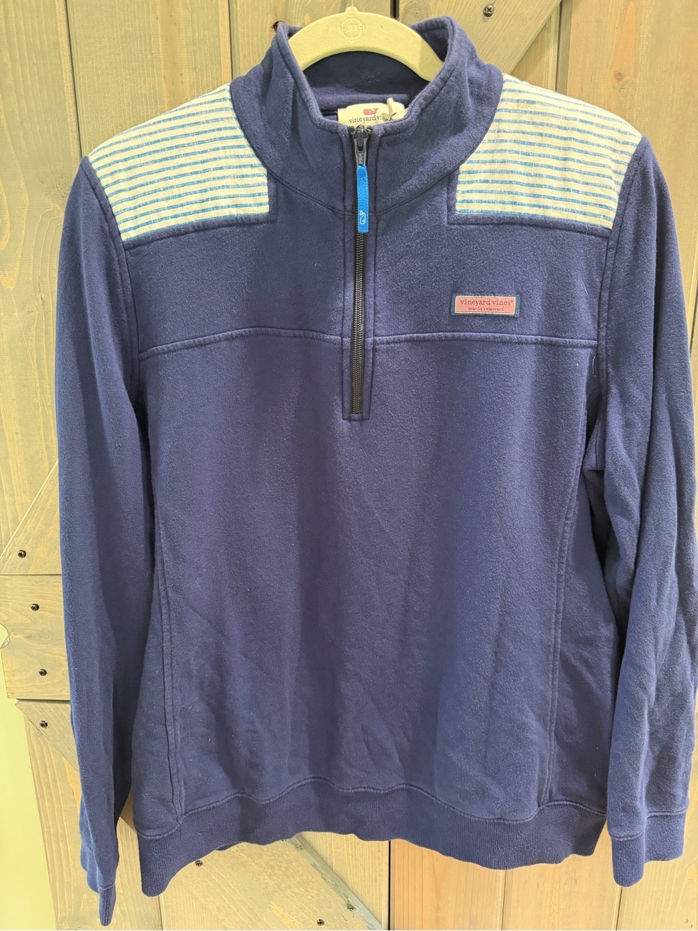Vineyard Vines Women’s XL Shep Shirt Navy Stripe Quarter Zip Pullover Cotton